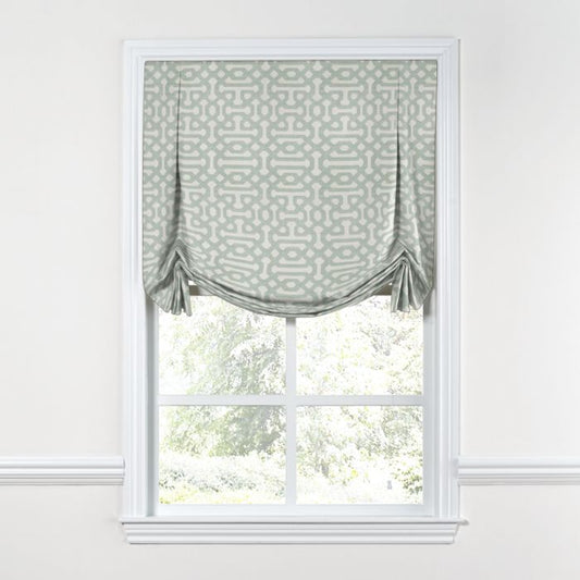 Tulip Roman Shade in Sunbrella® Fretwork - Mist