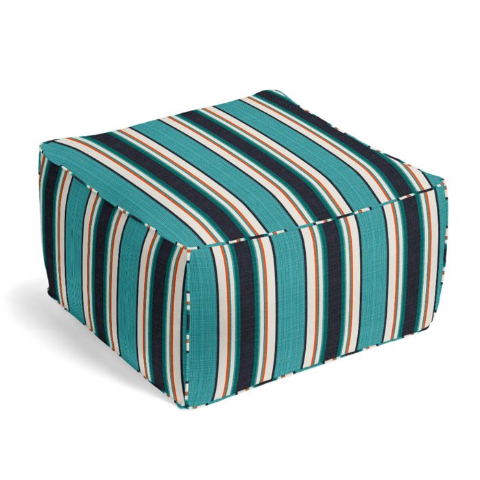 Outdoor Pouf in Sunbrella® Token - Surfside
