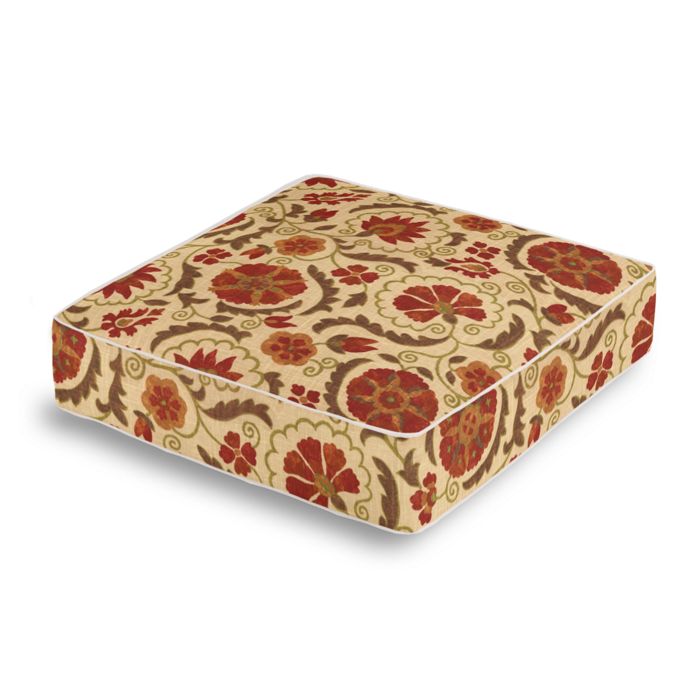 Box Floor Pillow in Suzani Q - Cardinal