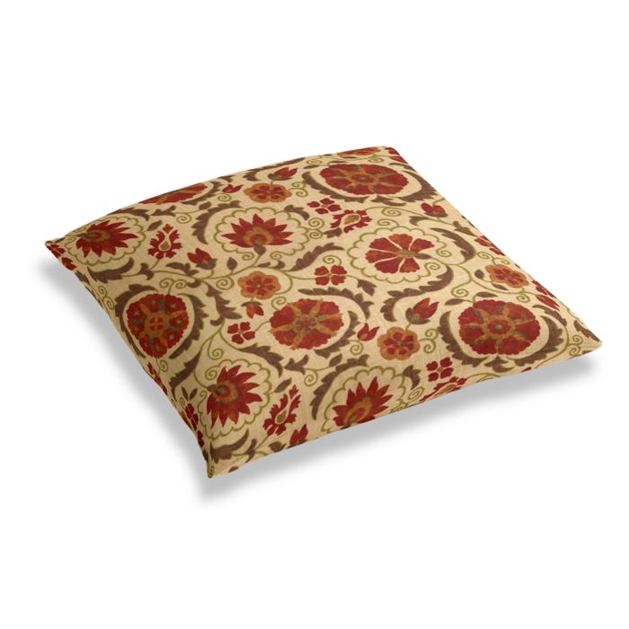 Simple Floor Pillow in Suzani Q - Cardinal