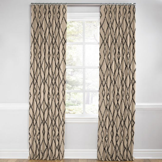 Euro Pleat Drapery in Trellis Island - Black