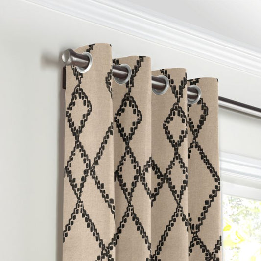 Grommet Drapery in Trellis Island - Black