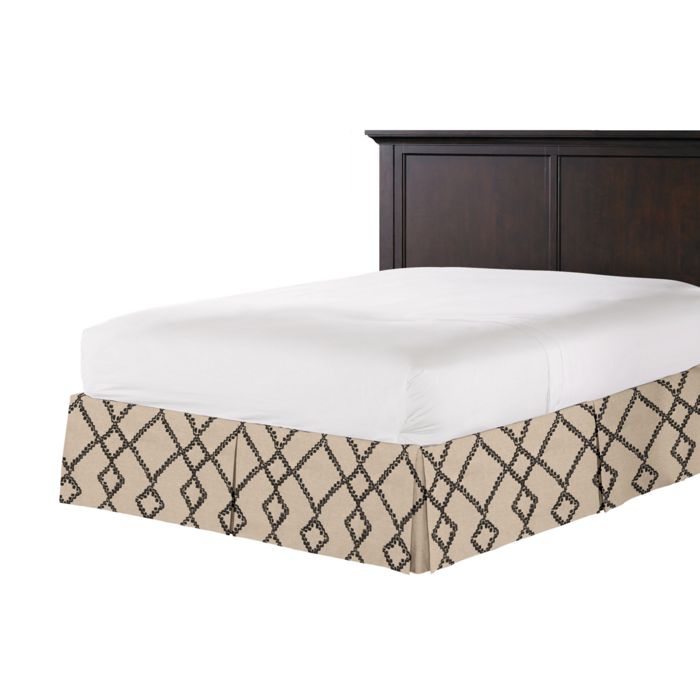 Tailored Bedskirt in Trellis Island - Black