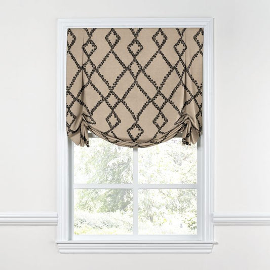 Tulip Roman Shade in Trellis Island - Black