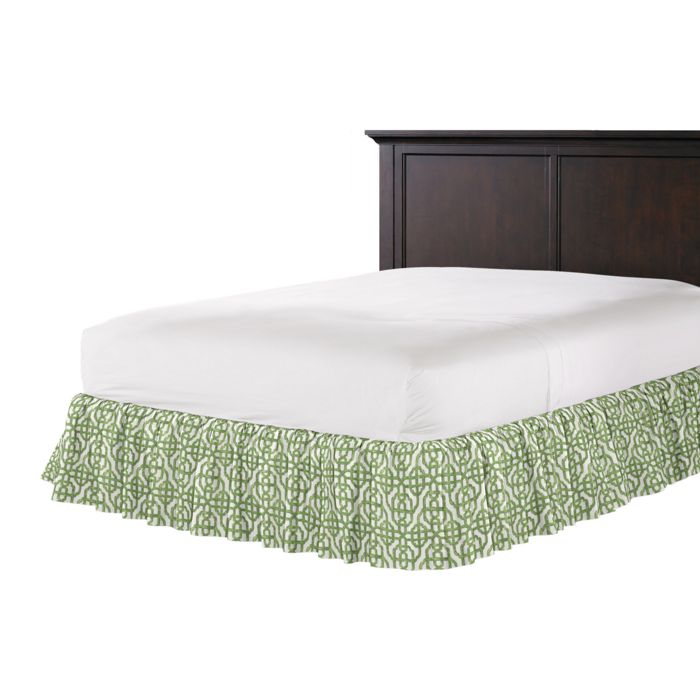 Ruffle Bedskirt in Trellis Like It Is - Meadow